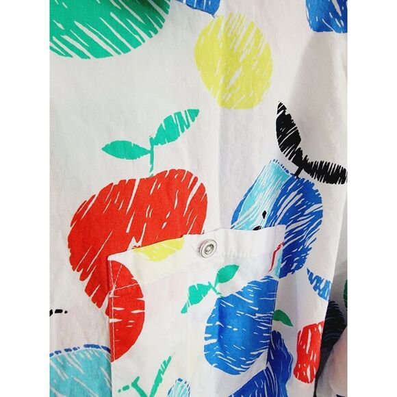 Talbots 2X Apple Print Shirt Women's Size 22/24 Roll Tab Sleeves Teacher Button - Picture 5 of 7